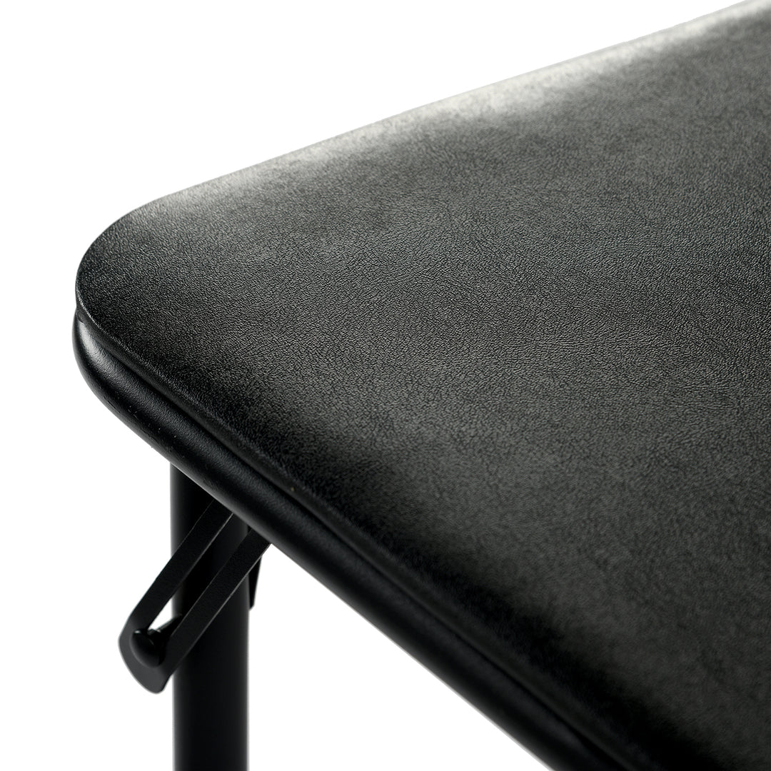 Furniture R Grey Square Folding Table, Minimalist Design Dining Table, Sturdy Metal Frame and Upholstered Synthetic Leather Top, Modern Living Rooms, Portable for Casual Dining Or Workspace Use-86cm