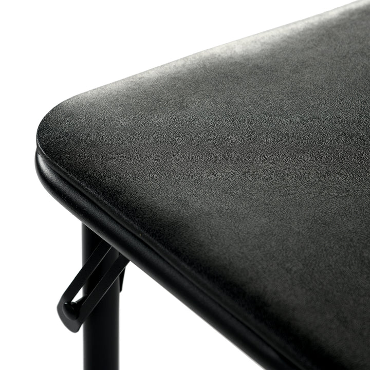 Furniture R Grey Square Folding Table, Minimalist Design Dining Table, Sturdy Metal Frame and Upholstered Synthetic Leather Top, Modern Living Rooms, Portable for Casual Dining Or Workspace Use-86cm