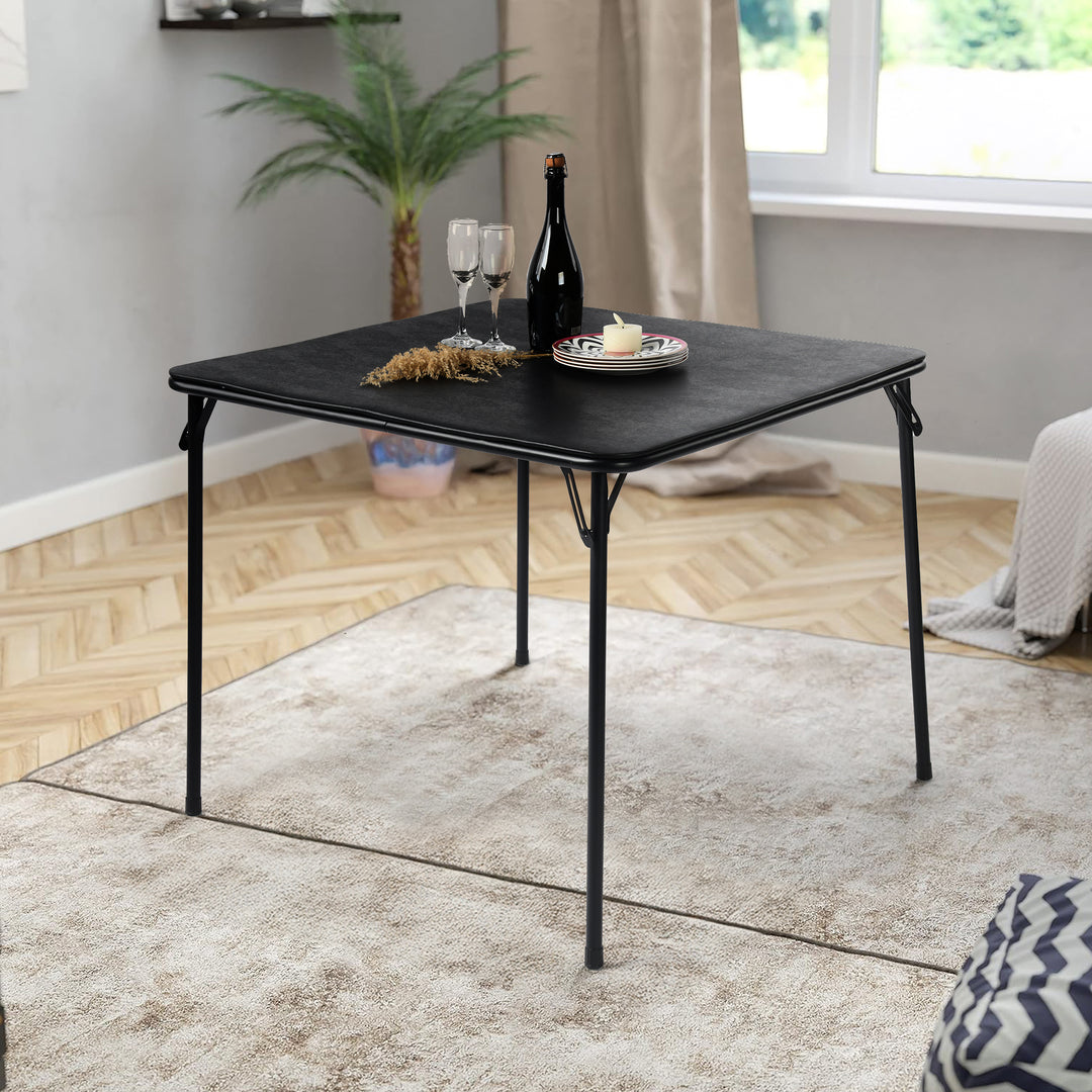 Table pliante carrée FurnitureR 86 cm (33,9 pouces), table multifonctionnelle pliable et portable pour les repas d'appoint, plateau en PVC, aucun assemblage requis, noire