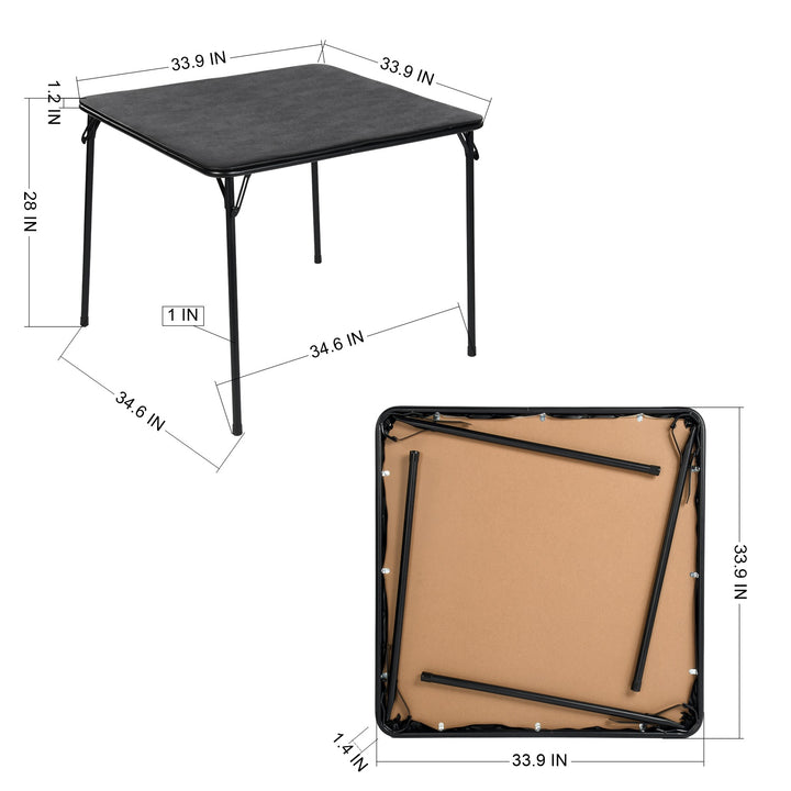 FurnitureR 7-Piece Folding Card Table and Chair Set for 6 – No Assembly Required, Space-Saving Square Table with 6 Foldable Chairs