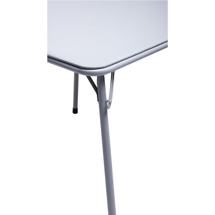 Furniture R Grey Square Folding Table, Minimalist Design Dining Table, Sturdy Metal Frame and Upholstered Synthetic Leather Top, Modern Living Rooms, Portable for Casual Dining Or Workspace Use-86cm