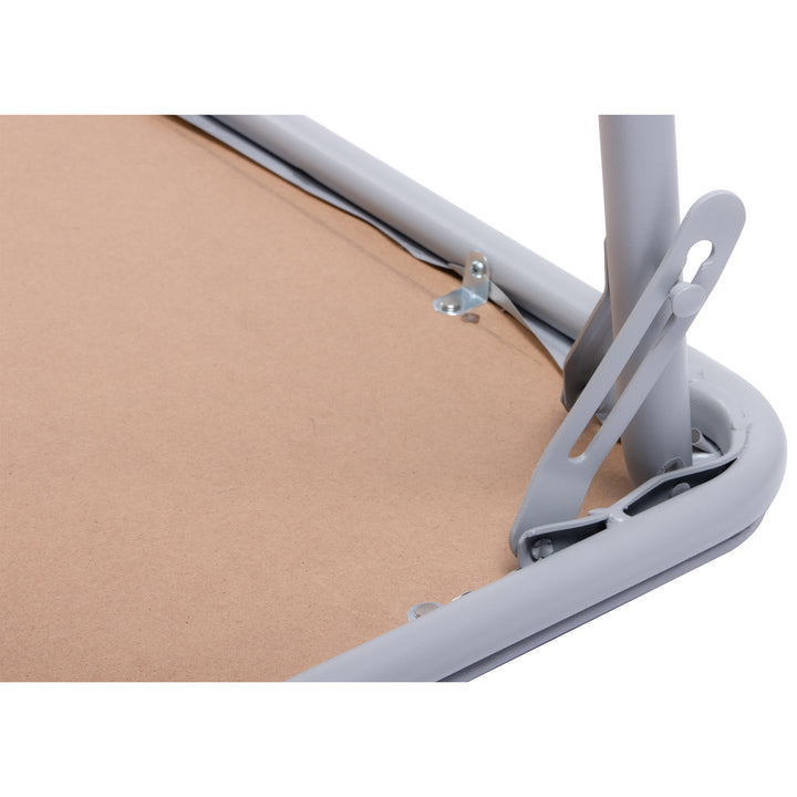 Furniture R Grey Square Folding Table, Minimalist Design Dining Table, Sturdy Metal Frame and Upholstered Synthetic Leather Top, Modern Living Rooms, Portable for Casual Dining Or Workspace Use-86cm