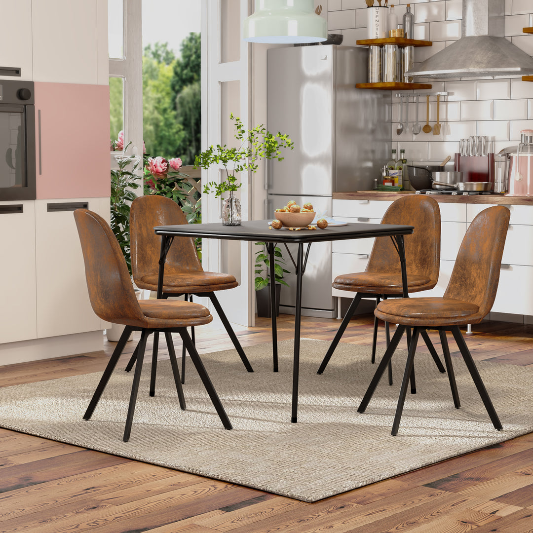 Ensemble de 4 chaises de salle à manger pivotantes en daim FurnitureR, sans accoudoirs, dossier mi-haut et pieds en métal, marron, pour salle à manger, cuisine, restaurant, café