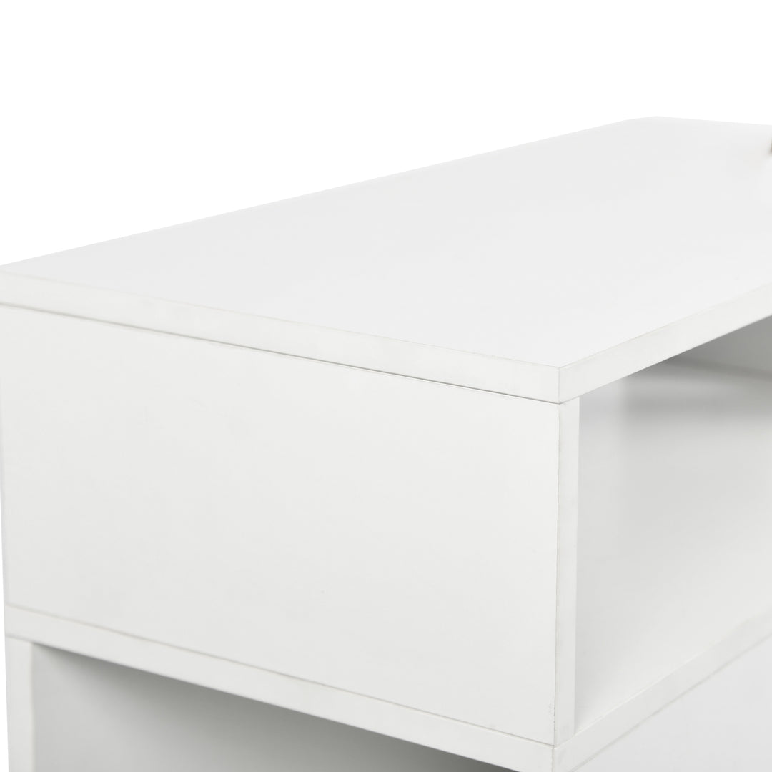 Classeur mobile FurnitureR, classeur vertical à roulettes avec tiroir et étagères de rangement double face, organiseur de dossiers en bois blanc/marron