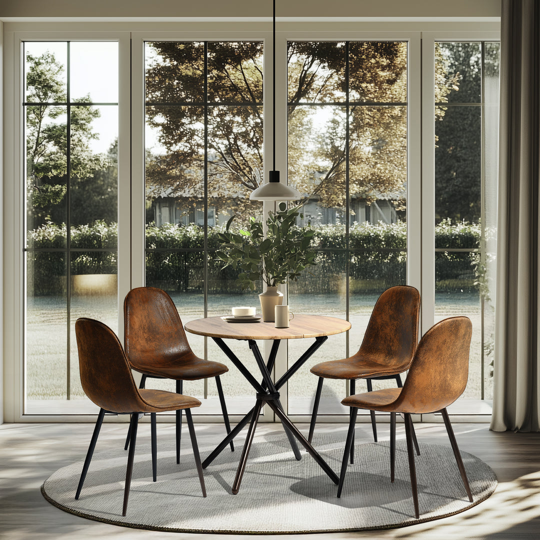 FurnitureR Esszimmerstühle Bequeme gepolsterte Sitzstühle ohne Armlehnen für Zuhause Küche Schlafzimmer Wohnzimmer Gästezimmer Restaurant Café (Braun, 10er-Set)