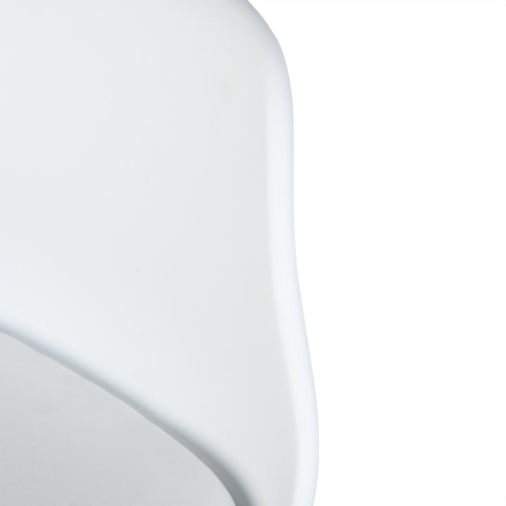 Chaise de bureau enfant Furniture R 1PC, assise rembourrée souple avec dossier en PP, coussin en PU blanc, pieds en hêtre massif, hauteur 55 cm, idéale pour les chambres d'enfants, en intérieur ou en extérieur.