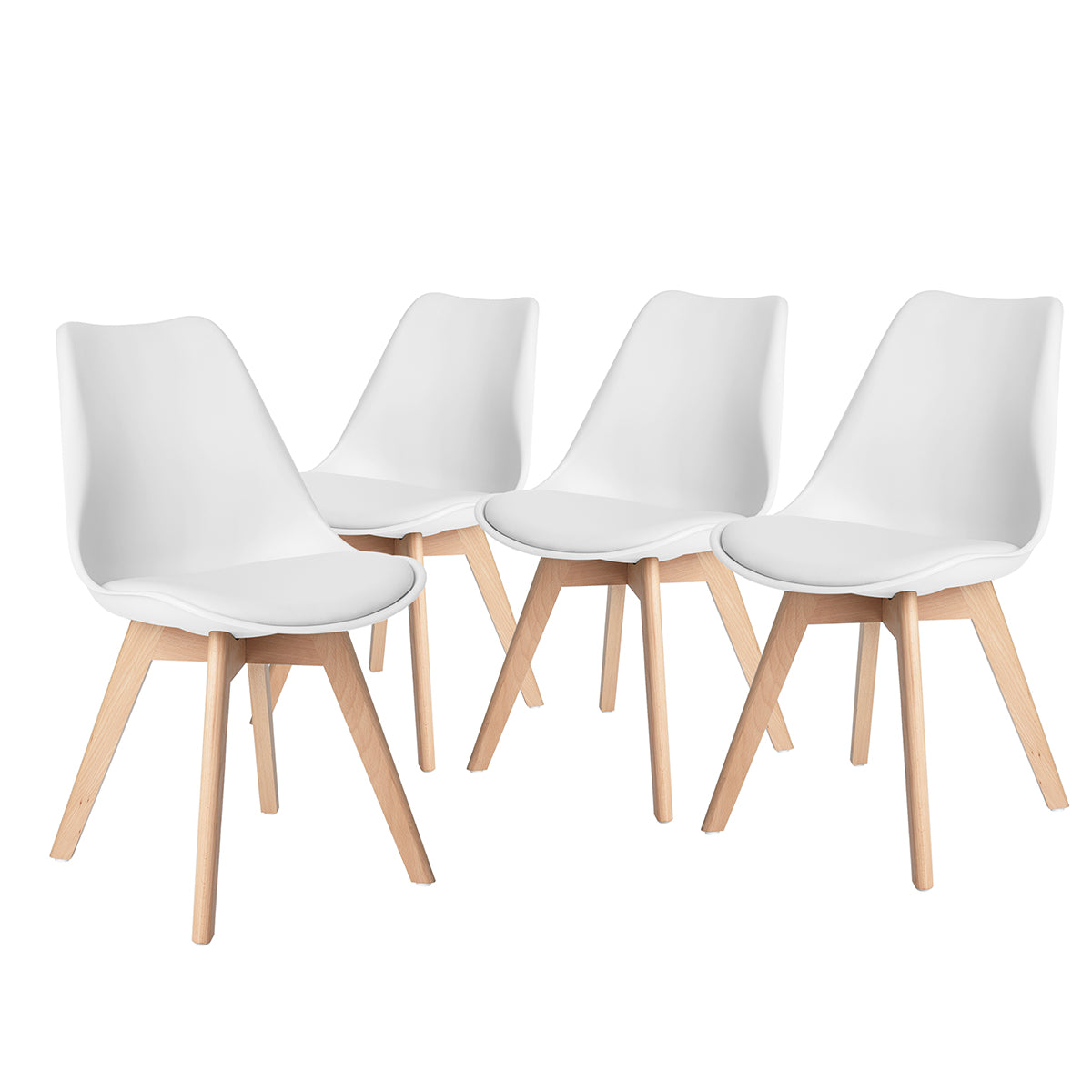 Chaises de salle à manger FurnitureR, chaises d'appoint rembourrées en similicuir, dossier mi-haut, pour salle à manger, cuisine et salon, pieds en bois massif, lot de 4