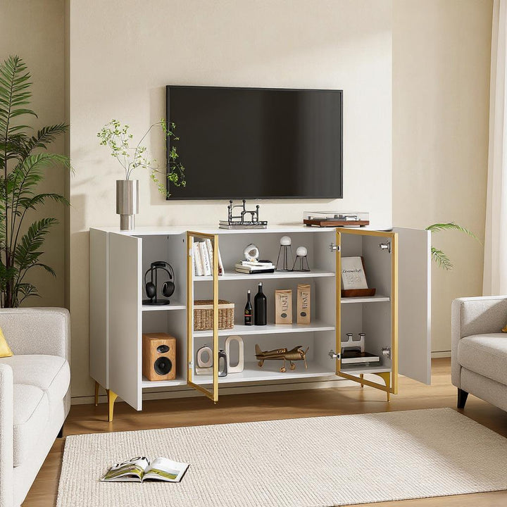 FurnitureR Schrank mit 4 Türen, MDF, Glas und Metall, Design Asymétrique, für einen Schrank unter der Treppe, 150 cm