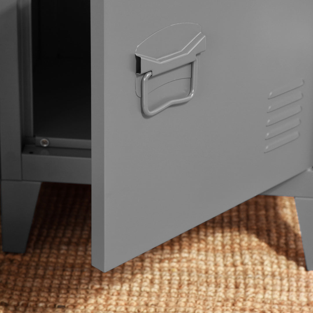 Furniture R Garderobenschrank für Büro, Schrankeinheit, Kleines Möbelstück, Metallschild mit Portes Affleurantes, 2 Fächer, für Garage, Büro, Schwarz