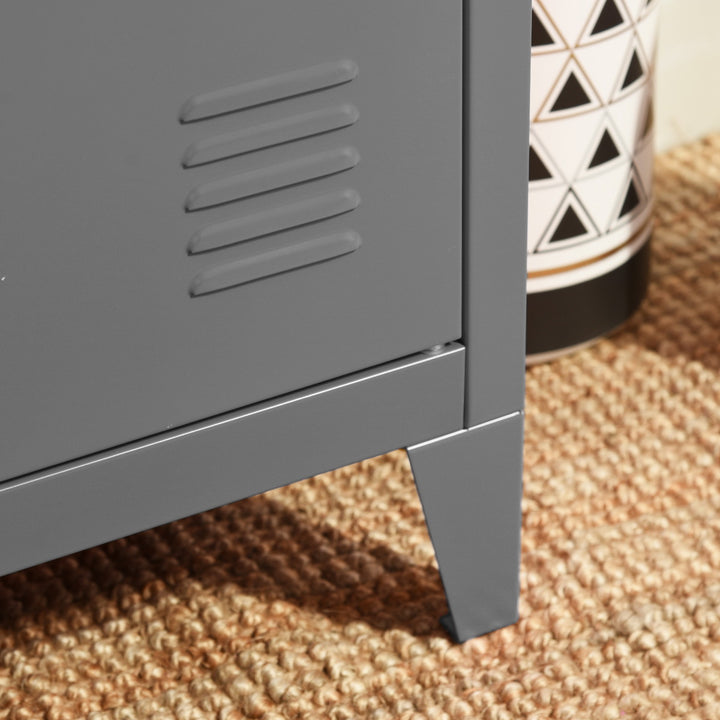 Furniture R Garderobenschrank für Büro, Schrankeinheit, Kleines Möbelstück, Metallschild mit Portes Affleurantes, 2 Fächer, für Garage, Büro, Schwarz