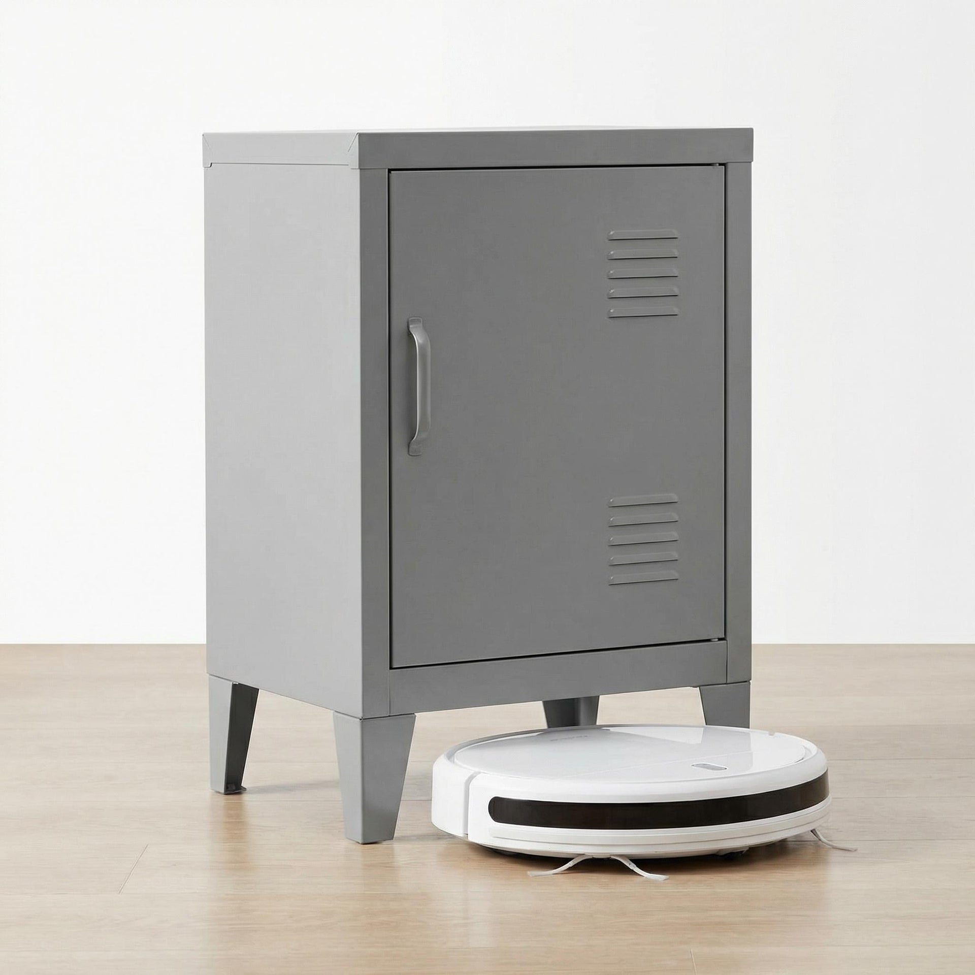 Unbarred FurnitureR Armoire de Rangement Métal Graves Solo Gris Foncé | Pieds Renforcés – FurnitureR