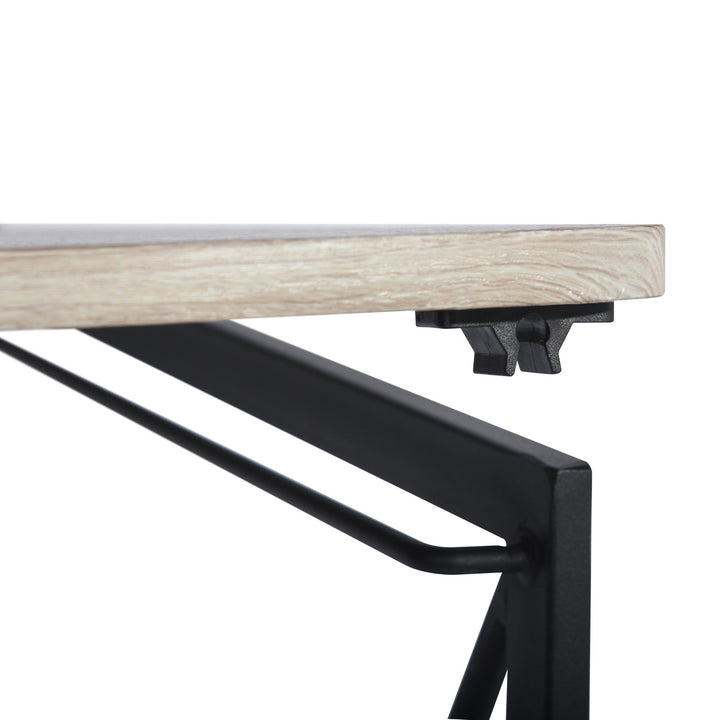 Furniture R Folding Computer Table, Small Space Foldable Desk, MDF & Metal Frame, Portable Desk for Home Office, Writing Workstation for Living Room, Bedroom, Dormitory, 100x50x75.5cm, Oak