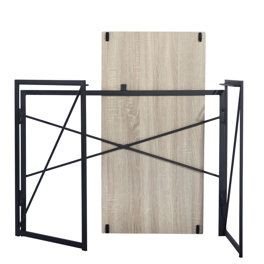 Furniture R Folding Computer Table, Small Space Foldable Desk, MDF & Metal Frame, Portable Desk for Home Office, Writing Workstation for Living Room, Bedroom, Dormitory, 100x50x75.5cm, Oak