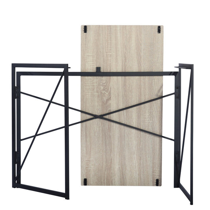 Furniture R Folding Computer Table, Small Space Foldable Desk, MDF & Metal Frame, Portable Desk for Home Office, Writing Workstation for Living Room, Bedroom, Dormitory, 100x50x75.5cm, Oak