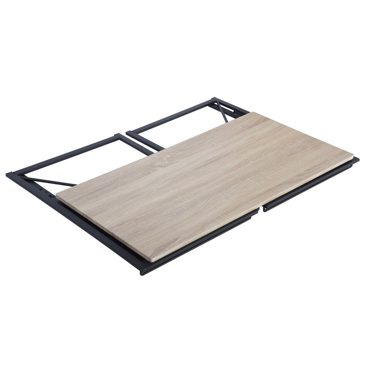 Furniture R Folding Computer Table, Small Space Foldable Desk, MDF & Metal Frame, Portable Desk for Home Office, Writing Workstation for Living Room, Bedroom, Dormitory, 100x50x75.5cm, Oak