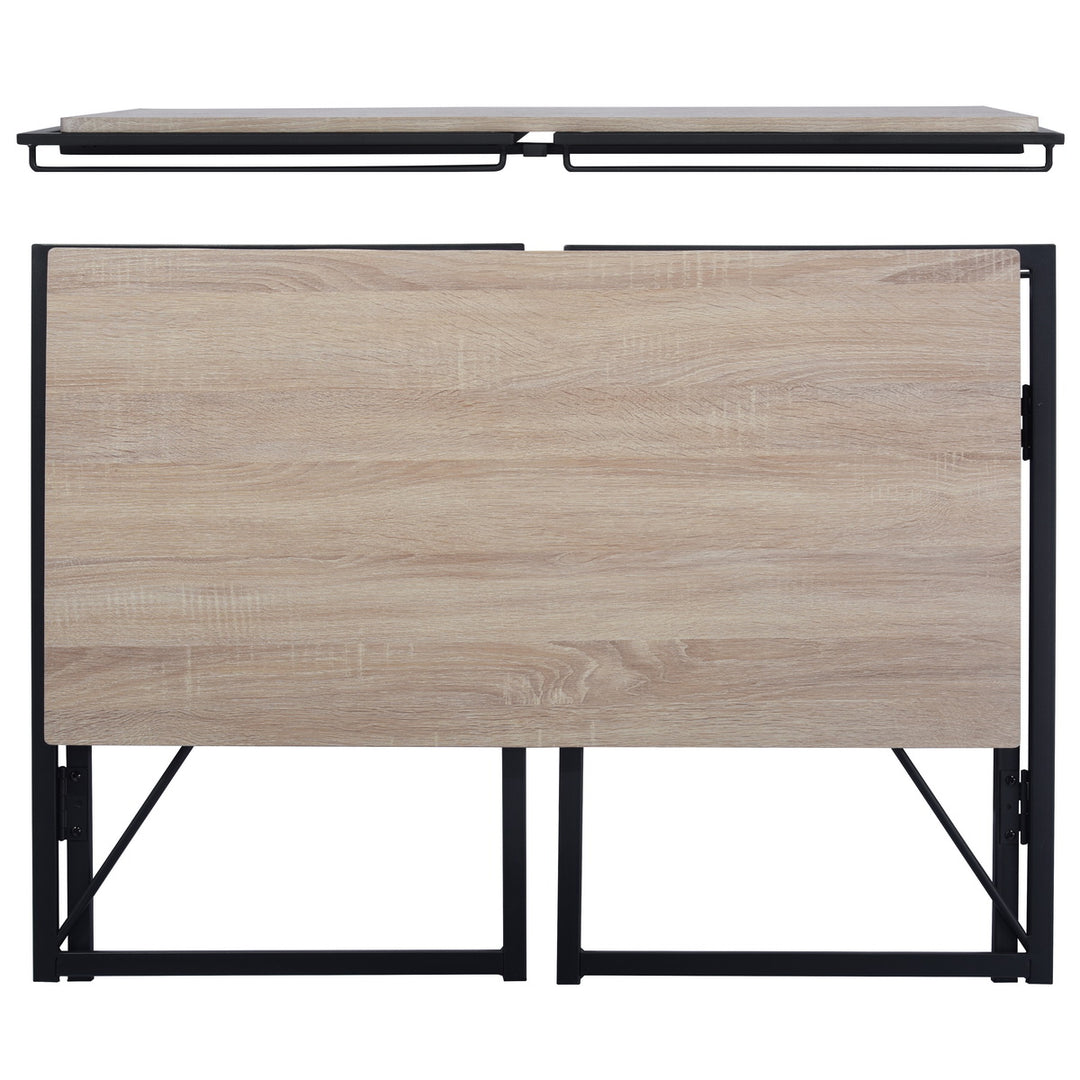 Furniture R Folding Computer Table, Small Space Foldable Desk, MDF & Metal Frame, Portable Desk for Home Office, Writing Workstation for Living Room, Bedroom, Dormitory, 100x50x75.5cm, Oak