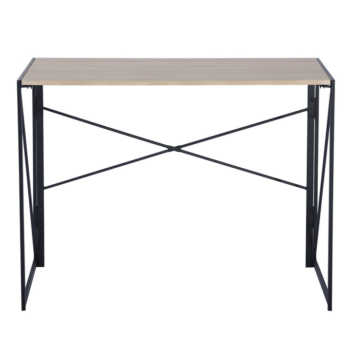 Furniture R Folding Computer Table, Small Space Foldable Desk, MDF & Metal Frame, Portable Desk for Home Office, Writing Workstation for Living Room, Bedroom, Dormitory, 100x50x75.5cm, Oak