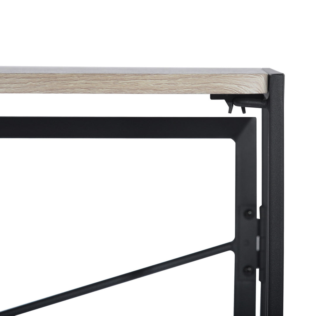 Furniture R Folding Computer Table, Small Space Foldable Desk, MDF & Metal Frame, Portable Desk for Home Office, Writing Workstation for Living Room, Bedroom, Dormitory, 100x50x75.5cm, Oak