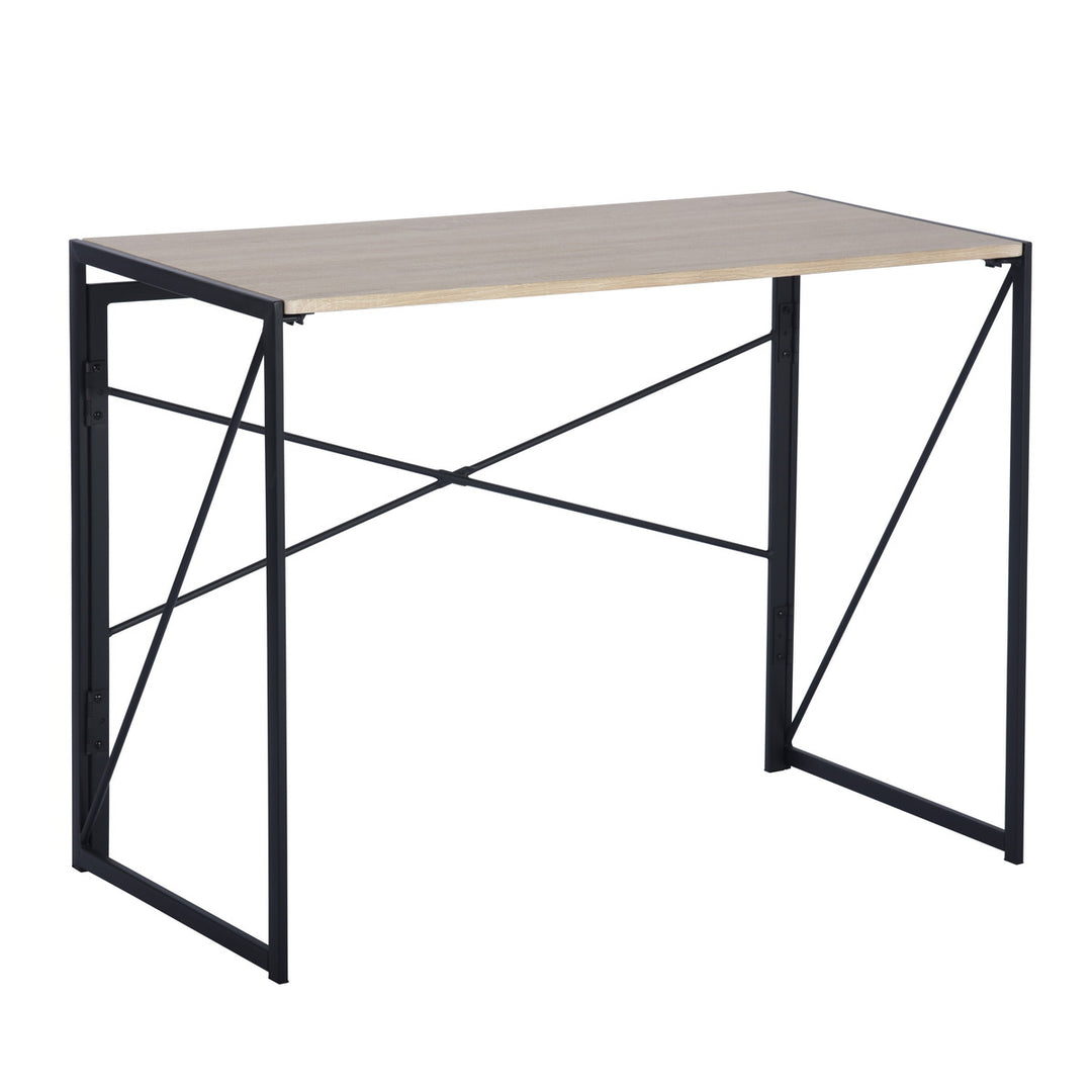 Bureau pliable FurnitureR pour la maison ou le bureau, table d'ordinateur pliable et compacte, structure en métal, 100 cm (39,4 pouces), chêne.