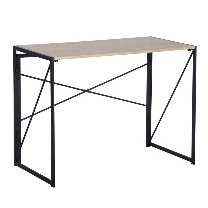 Bureau pliable FurnitureR pour la maison ou le bureau, table d'ordinateur pliable et compacte, structure en métal, 100 cm (39,4 pouces), chêne.