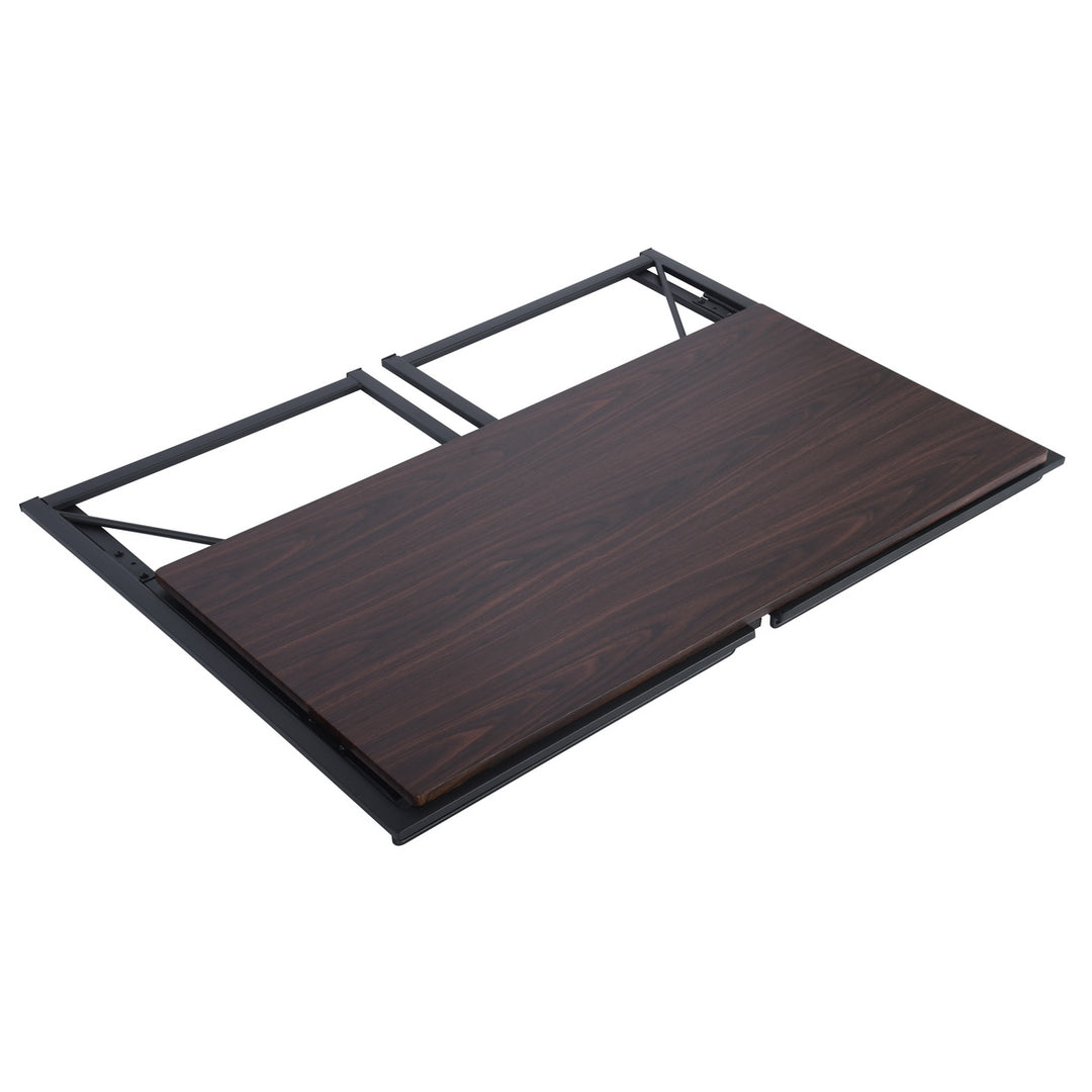 Furniture R Folding Computer Table, Small Space Foldable Desk, MDF & Metal Frame, Portable Desk for Home Office, Writing Workstation for Living Room, Bedroom, Dormitory, 100x50x75.5cm, Oak