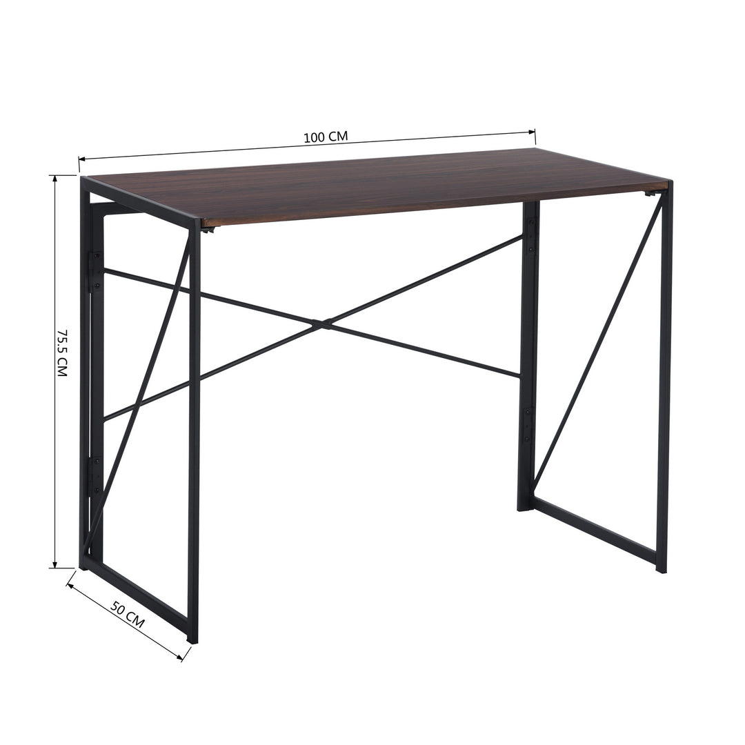Furniture R Folding Computer Table, Small Space Foldable Desk, MDF & Metal Frame, Portable Desk for Home Office, Writing Workstation for Living Room, Bedroom, Dormitory, 100x50x75.5cm, Oak