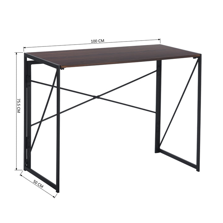 Furniture R Folding Computer Table, Small Space Foldable Desk, MDF & Metal Frame, Portable Desk for Home Office, Writing Workstation for Living Room, Bedroom, Dormitory, 100x50x75.5cm, Oak