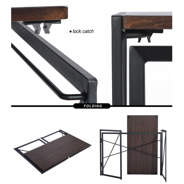 Furniture R Folding Computer Table, Small Space Foldable Desk, MDF & Metal Frame, Portable Desk for Home Office, Writing Workstation for Living Room, Bedroom, Dormitory, 100x50x75.5cm, Oak