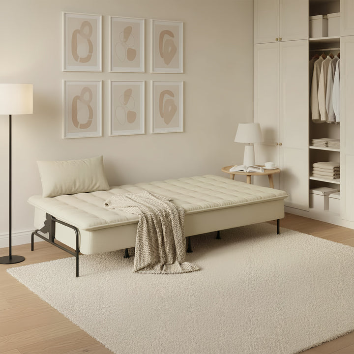 FurnitureR Convertible Sofa Bed with Adjustable Backrest, Folding Sleeper Sofa for Living Room, Guest Room, Tufted Cushion, Space-Saving Couch Bed