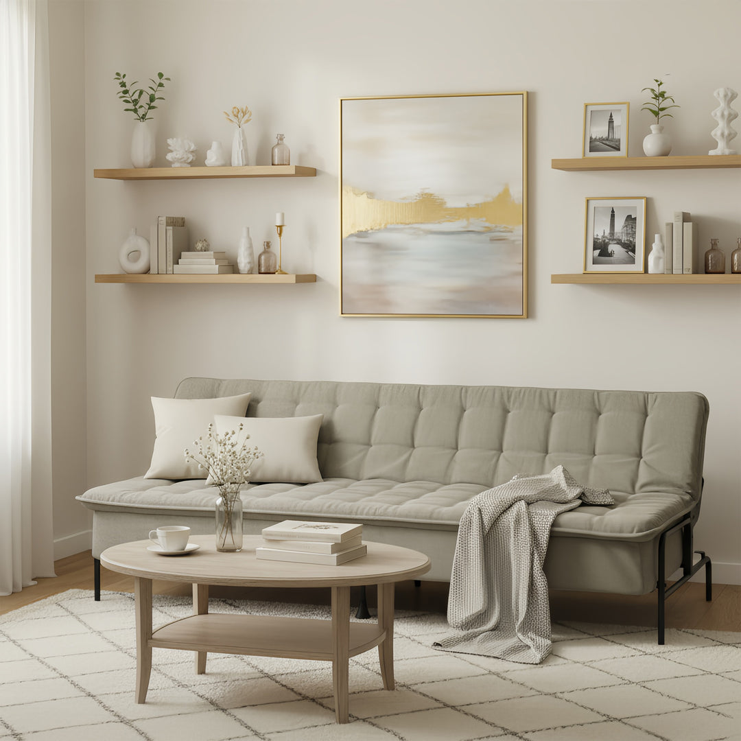 FurnitureR Convertible Sofa Bed with Adjustable Backrest, Folding Sleeper Sofa for Living Room, Guest Room, Tufted Cushion, Space-Saving Couch Bed