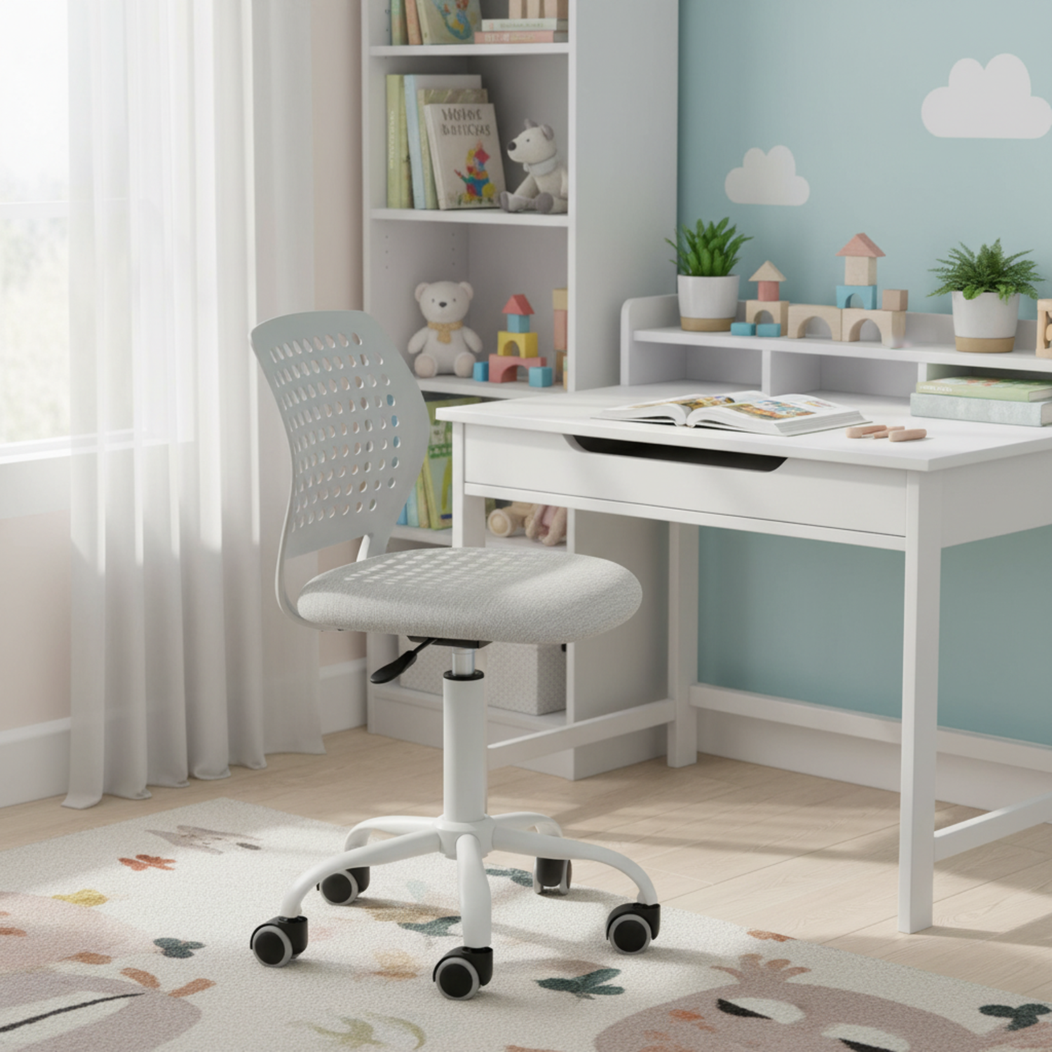 Aminotransferase Chaise de Bureau Verita Gris en Tissu – FurnitureR