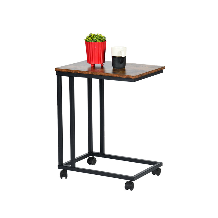 FurnitureR Schöner Tisch für ein Schlafzimmer mit Couch, Salon, Tisch mit zwei Ebenen und Roulette, Tisch mit offener Küche, braun 