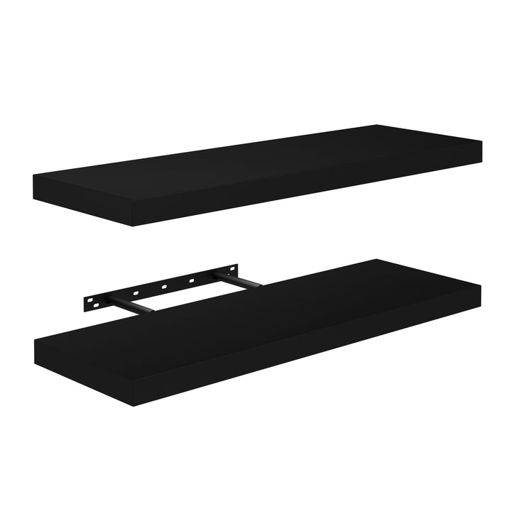 FurnitureR Floating Shelves, Wall Shelves for Home Decor, Rustic WallMounted Display Ledge for Bedroom, 23.62 Inch Wide, Set of 2, Black