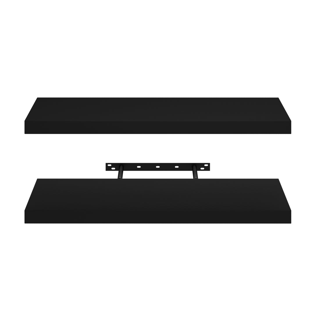 FurnitureR Floating Shelves, Wall Shelves for Home Decor, Rustic WallMounted Display Ledge for Bedroom, 23.62 Inch Wide, Set of 2, Black
