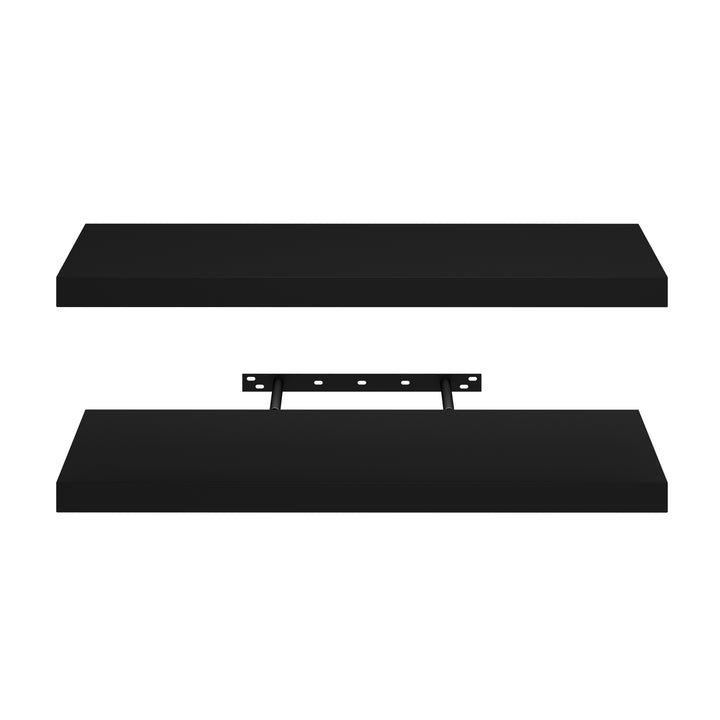 FurnitureR Floating Shelves, Wall Shelves for Home Decor, Rustic WallMounted Display Ledge for Bedroom, 23.62 Inch Wide, Set of 2, Black