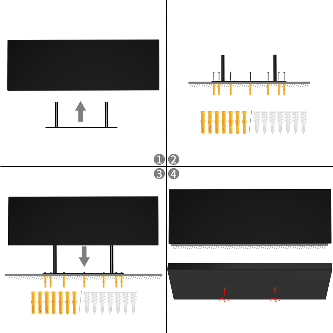 FurnitureR Floating Shelves, Wall Shelves for Home Decor, Rustic WallMounted Display Ledge for Bedroom, 23.62 Inch Wide, Set of 2, Black