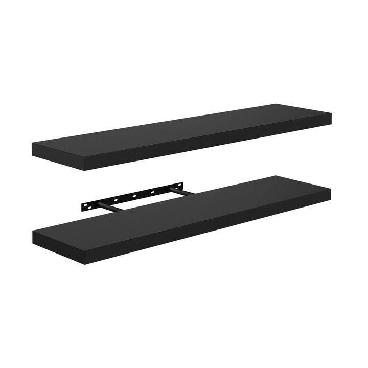 Ensemble de 2 étagères flottantes FurnitureR, étagères murales décoratives, étagère murale rustique pour salon, 80 cm de large, noir