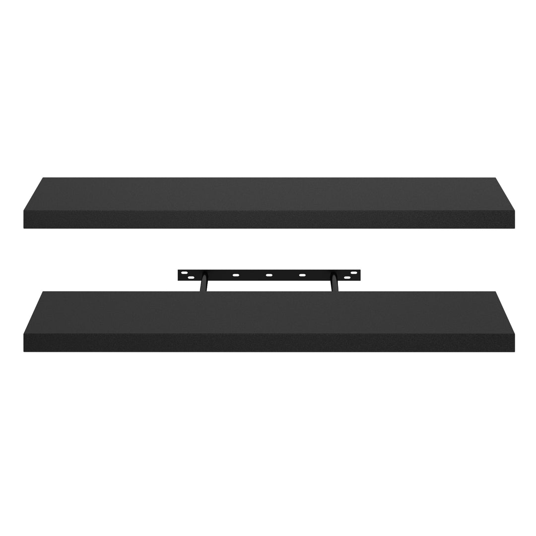 Ensemble de 2 étagères flottantes FurnitureR, étagères murales décoratives, étagère murale rustique pour salon, 80 cm de large, noir