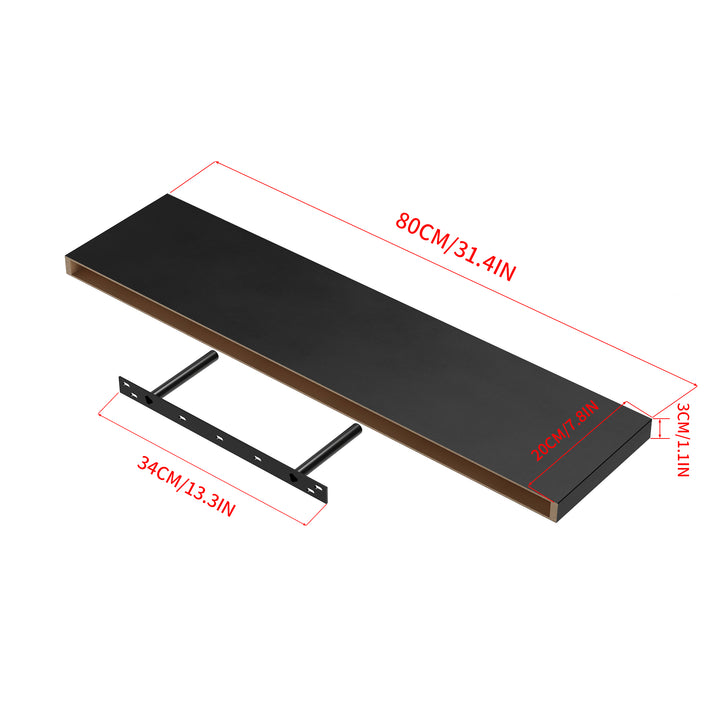 Ensemble de 2 étagères flottantes FurnitureR, étagères murales décoratives, étagère murale rustique pour salon, 80 cm de large, noir