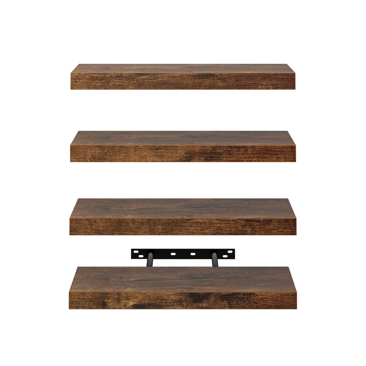 Étagères murales flottantes FurnitureR, 40 cm de large, style rustique, en bois, décoratives, fixation murale invisible, marron