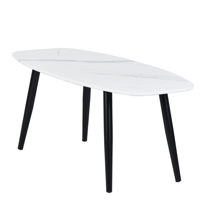 FurnitureR Moderner Couchtisch 43,3 Zoll Rechteckiger schlichter Stil Mitteltisch, minimalistischer Cocktailtisch aus Holz für das Wohnzimmer (Marmor)