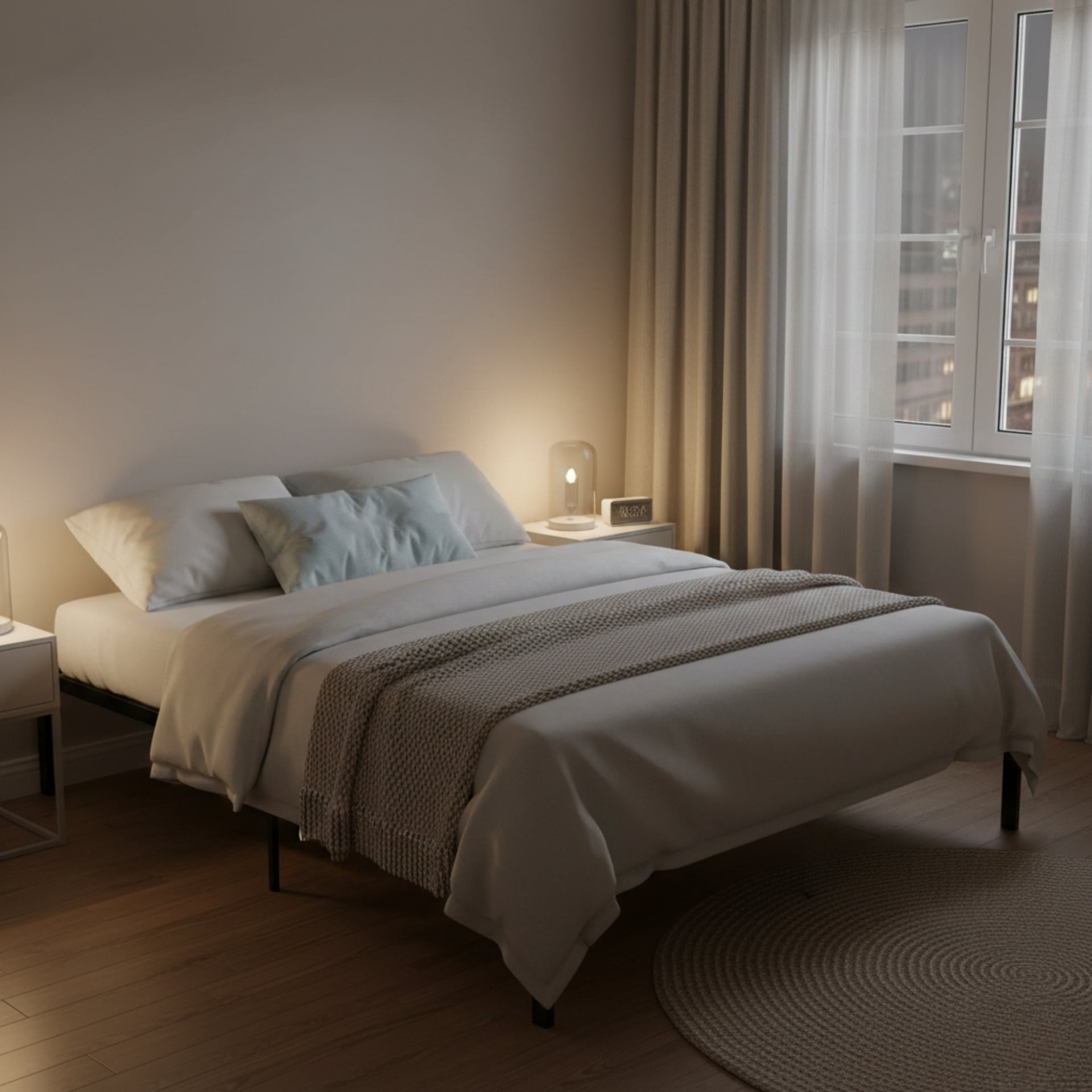 Aminopyrine FurnitureR Lit Double Kiela Métal Noir | Cadre en Métal – FurnitureR