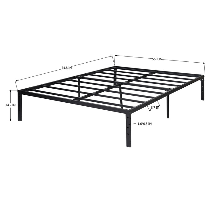 FurnitureR Metallbettgestell (140 x 200 cm) mit LED-Beleuchtung, robustes Plattformbett, Stauraum unter dem Bett, kein Lattenrost erforderlich, rutschfeste Unterlage, Schwarz