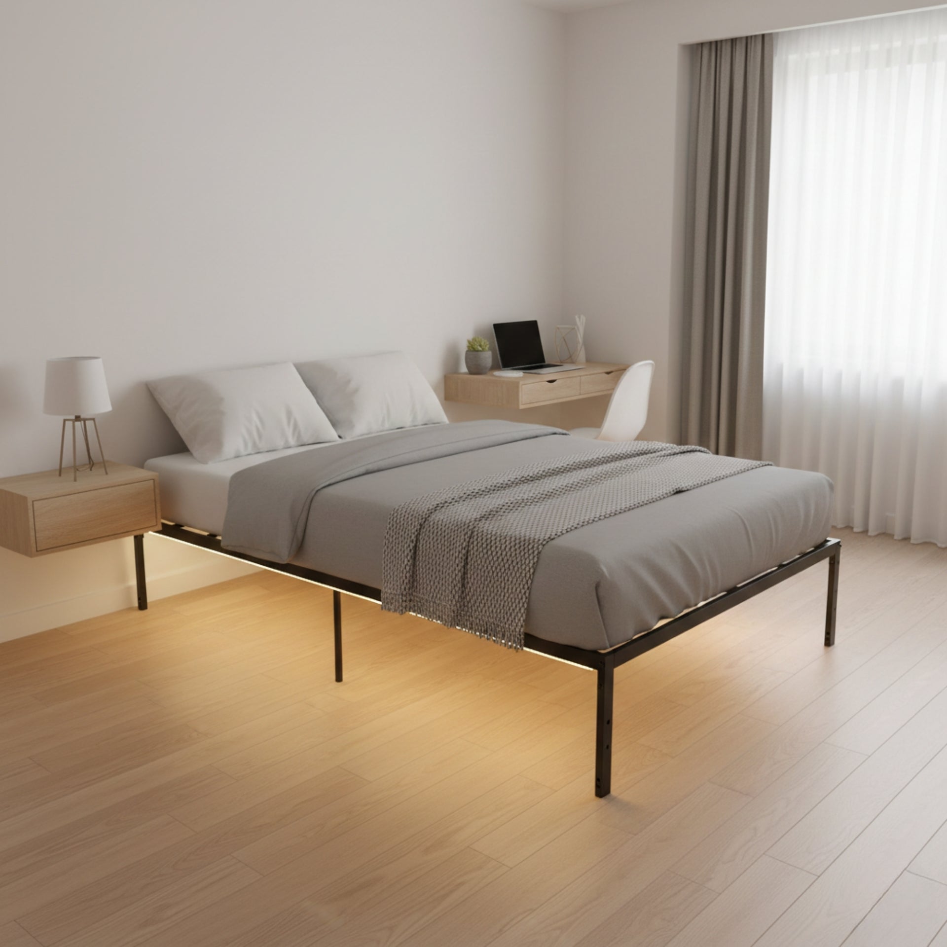 Epirotic FurnitureR Lit Simple Kiela Noir | Cadre en Métal – FurnitureR