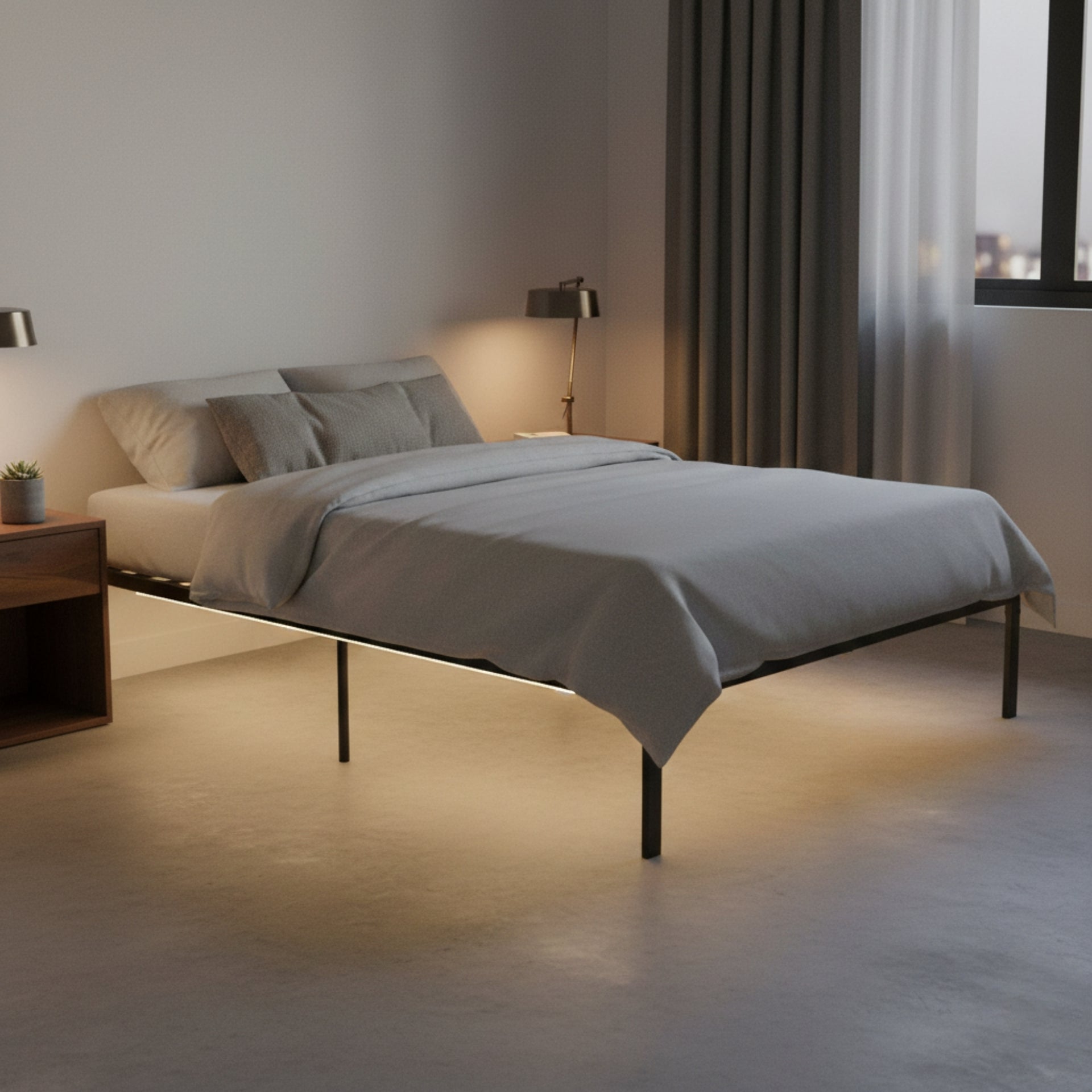 Epirotic FurnitureR Lit Simple Kiela Noir | Cadre en Métal – FurnitureR