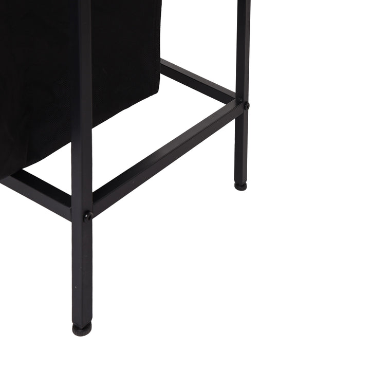 Panier à linge FurnitureR 50 cm avec étagère, trieur de linge à 1 compartiment avec sac amovible et couvercle en bois, panier à linge large en métal marron/noir