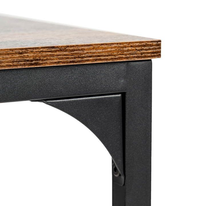 Ensemble de salle à manger 3 pièces FurnitureR avec 2 bancs, gain de place pour la cuisine et la salle à manger, idéal pour la maison ou le restaurant, structure en métal et plateau en MDF, marron