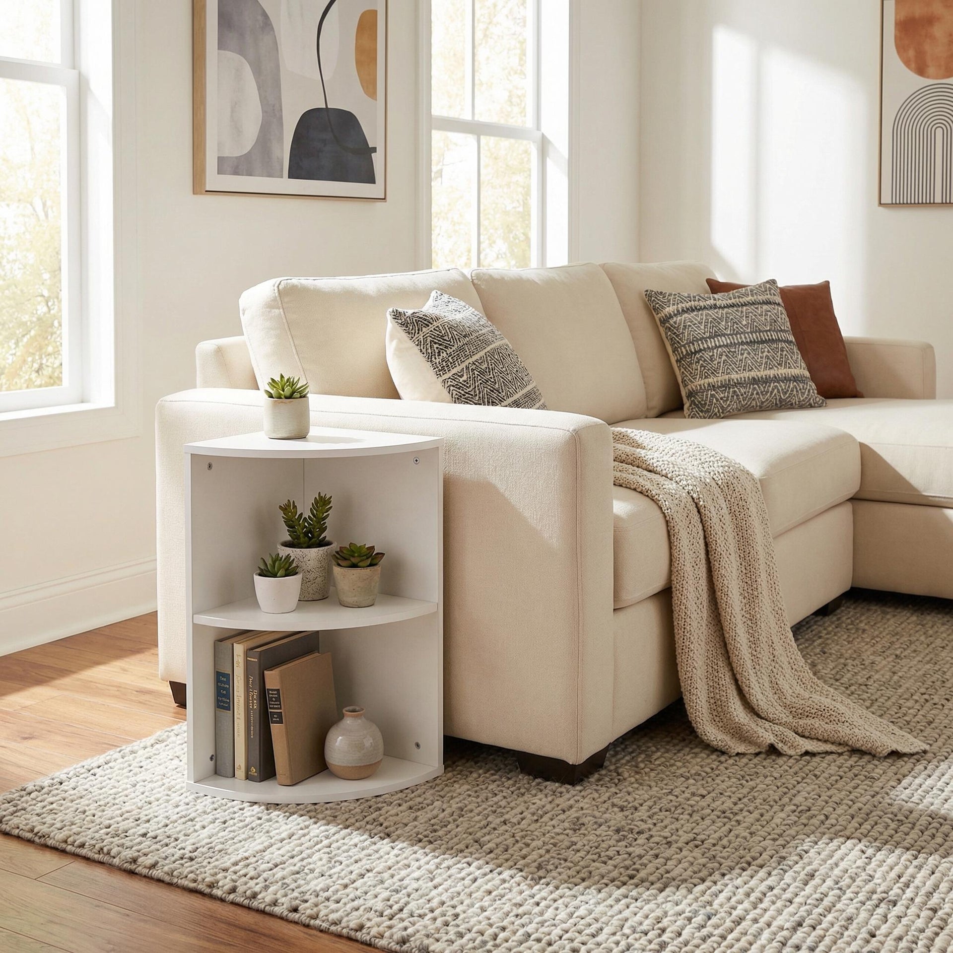 Graphotypic FurnitureR Étagère d'Angle Mandi Arc II Blanc | MDF – 2 Niveaux