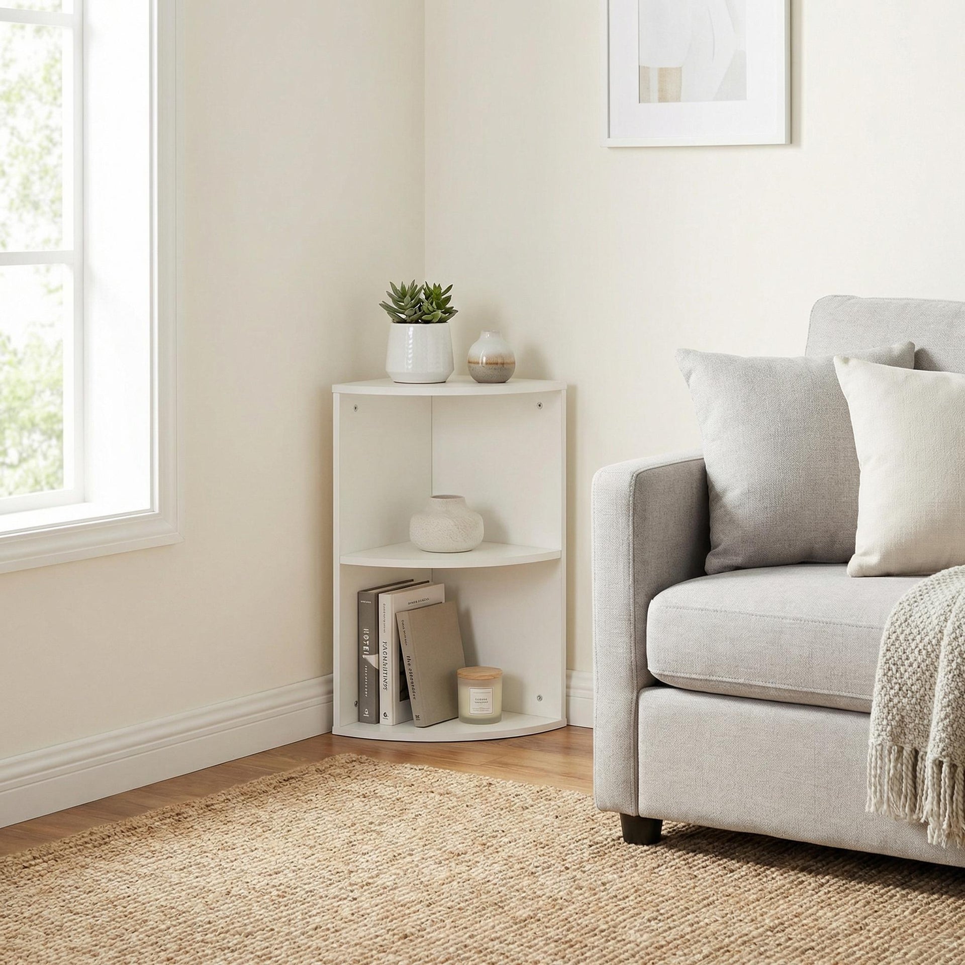 Graphotypic FurnitureR Étagère d'Angle Mandi Arc II Blanc | MDF – 2 Niveaux