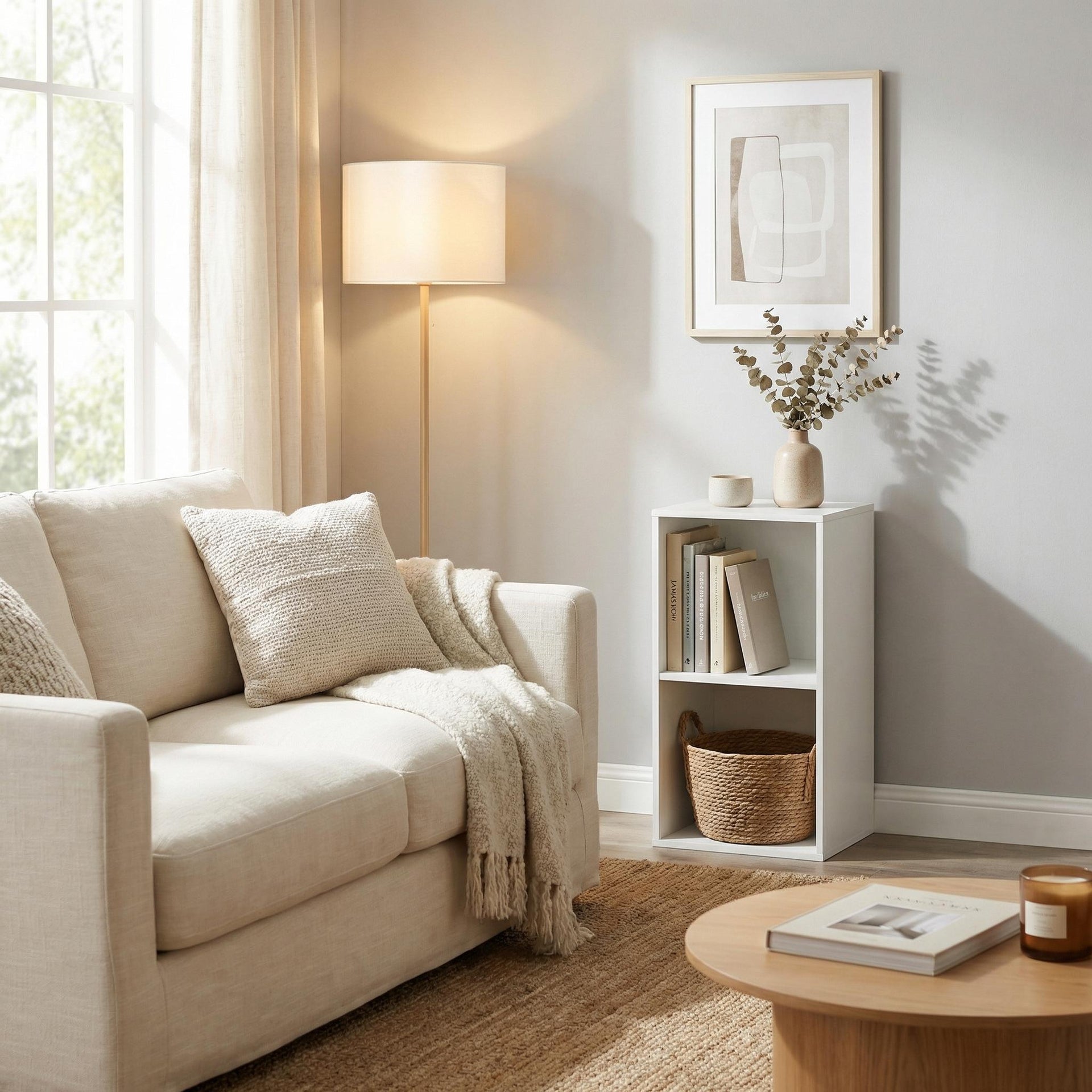Holothuridea FurnitureR Armoire de Rangement MANDI II Blanc | MDF – Deux Compartiments